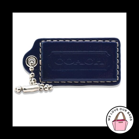 2.5" Large COACH Royal Blue Polished Leather Key Fob Bag Charm Keychain Hang Tag - Picture 1 of 2